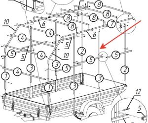 Средняя стойка каркаса тента 351515 (351515 С) для прицепа МЗСА (8541.0089) 817717 исп.022 (012,015,025), 817732 исп.022(012,015,025) Н1500 мм, поз.3