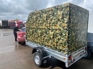 Тент КАМУФЛЯЖ под веревку для прицепа 251415С МЗСА 817704 исп.012 Н1500 (1700) мм, веревка Угол скоса - 45°