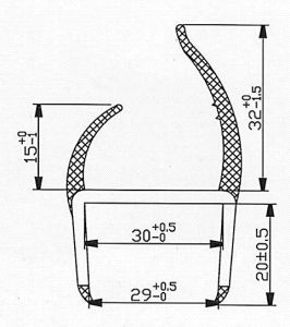 Уплотнитель для ворот прицепа, на пластиковой основе 30 мм (5м)