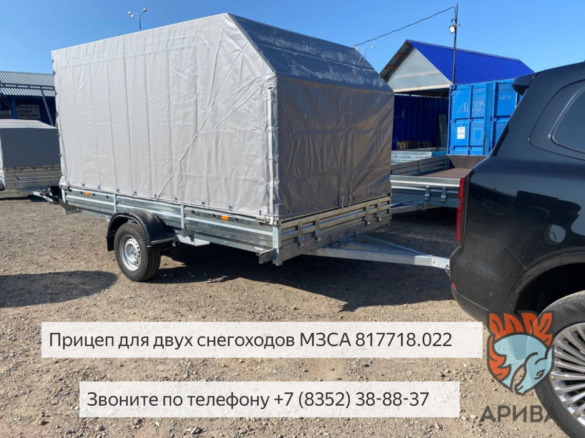 Прицеп для двух снегоходов МЗСА 817718. Два снегохода.
