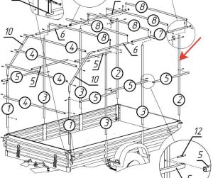 Задняя стойка каркаса тента 351515 (351515 С) для прицепа МЗСА (8541.0089) 817717 исп.022 (012,015,025), 817732 исп.022(012,015,025) Н1500 мм