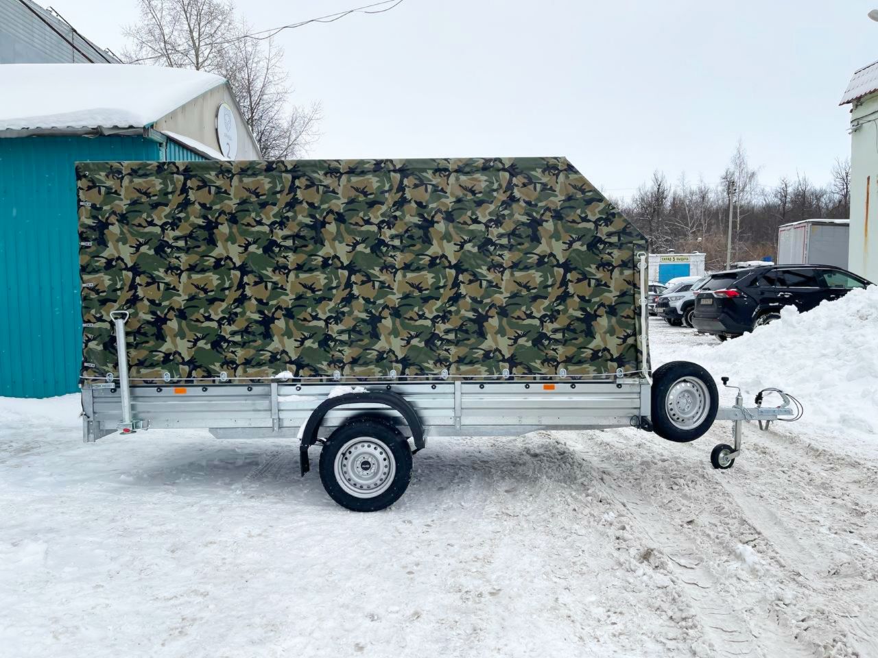 Прицеп для снегохода МЗСА 817717.022 с тентом камуфляж