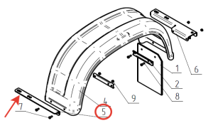 Кронштейн крепления крыла прицепа лодочного, передний левый МЗСА 1G.011 (013 021 023)