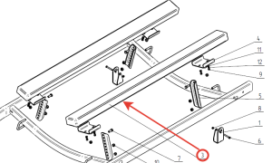 Ложемент L 2154мм прицепа, обтянутый ковролином без кронштейнов и стоек МЗСА 81772В.101, 1D.101, 1С.101, 1G.011, 3G.011, в комплекте 1 ложемент