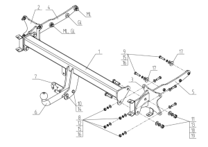 Фаркоп Мерседес (Mercedes) M-Class 2005-2015, Mercedes GL-Class 2005-2016, Mercedes GLS-Class 2016-2019, Mercedes GLE-Class 2015-2019 (1)