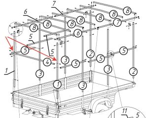 Передняя стойка каркаса тента 351515 для прицепа МЗСА (8541.0089) 817717 исп.022 (012,015,025), 817732 исп.022(012,015,025)  Н1500 мм, поз. 1