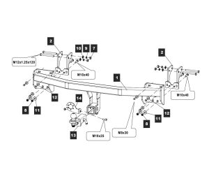 Фаркоп Митсубиси (Mitsubishi) Outlander 2012-2019, 2019-2022