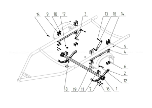 Ось прицепа МЗСА 81771G исп.011 (013, 021, 023), 81772B исп.101, в сборе, 1300 кг