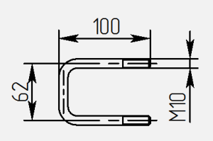 Стремянка М10 крепления оси 750 кг и 3-х лист рессоры МЗСА817730, 31, 32, 33, 35, 36 (012, 022, 032, 034), 81771С.012(014), 81773G.011 (013, 021, 023)