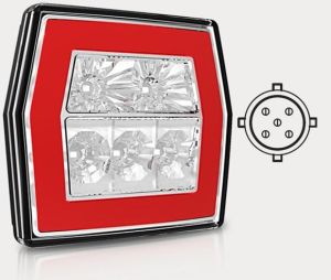 Фонарь задний на прицеп FT-120 LED BAJONET 12-36 В, 3-функциональный, cтекло прозрачное c электрическим соединением Bajonet