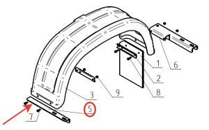Кронштейн крепления крыла прицепа лодочного, передний правый МЗСА 1G.011 (013 021 023)