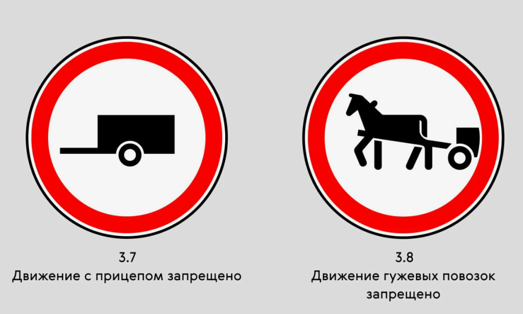 Знак движение с прицепом запрещено (п 3.7 ПДД РФ)