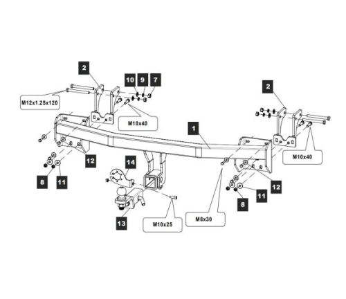 Фаркоп Митсубиси (Mitsubishi) Outlander 2012-2019, 2019-2022