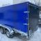 Прицеп двухосный для перевозки техники с трапом и синим ЕВРО тентом 