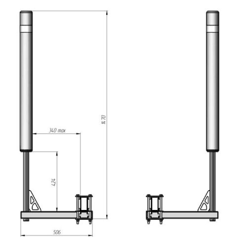 Ворота для лодочного прицепа УСИЛЕННЫЕ ПРАКТИК ПРО для профиля рамы 40х80 и 50х100, комплект из 2шт
